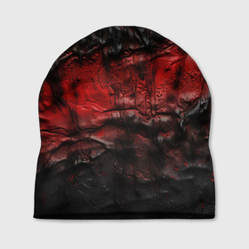 Шапка 3D с принтом Объемная красная черная текстура в Екатеринбурге, 100% полиэстер | универсальный размер, печать по всей поверхности изделия | 
