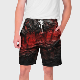 Мужские шорты 3D с принтом Объемная красная черная текстура в Новосибирске,  полиэстер 100% | прямой крой, два кармана без застежек по бокам. Мягкая трикотажная резинка на поясе, внутри которой широкие завязки. Длина чуть выше колен | 
