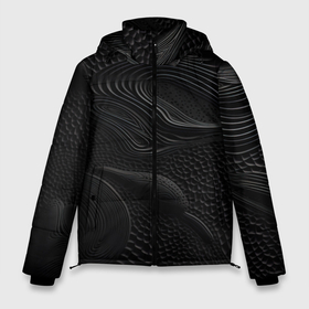 Мужская зимняя куртка 3D с принтом Black  texture в Новосибирске, верх — 100% полиэстер; подкладка — 100% полиэстер; утеплитель — 100% полиэстер | длина ниже бедра, свободный силуэт Оверсайз. Есть воротник-стойка, отстегивающийся капюшон и ветрозащитная планка. 

Боковые карманы с листочкой на кнопках и внутренний карман на молнии. | 