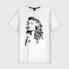 Мужская футболка хлопок Slim с принтом Рисованный портрет девушки в Тюмени, 92% хлопок, 8% лайкра | приталенный силуэт, круглый вырез ворота, длина до линии бедра, короткий рукав | Тематика изображения на принте: 