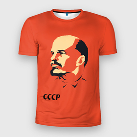 Мужская футболка 3D Slim с принтом СССР Ленин жив в Екатеринбурге, 100% полиэстер с улучшенными характеристиками | приталенный силуэт, круглая горловина, широкие плечи, сужается к линии бедра | 
