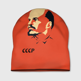 Шапка 3D с принтом СССР Ленин жив в Екатеринбурге, 100% полиэстер | универсальный размер, печать по всей поверхности изделия | 