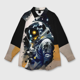 Мужская рубашка oversize 3D с принтом Космонавт в скафандре   набросок в Екатеринбурге,  |  | 