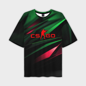 Мужская футболка oversize 3D с принтом CS GO green   red в Кировске,  |  | 