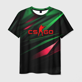 Мужская футболка 3D с принтом CS GO green   red в Кировске, 100% полиэфир | прямой крой, круглый вырез горловины, длина до линии бедер | 