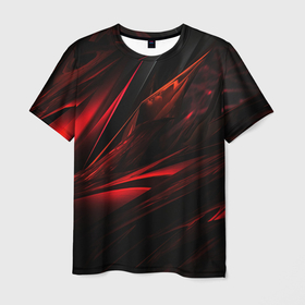 Мужская футболка 3D с принтом Black red   background в Курске, 100% полиэфир | прямой крой, круглый вырез горловины, длина до линии бедер | 