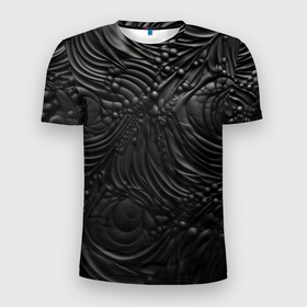 Мужская футболка 3D Slim Черная текстура из кожи: в городе Новоалтайск, 100% полиэстер с улучшенными характеристиками | приталенный силуэт, круглая горловина, широкие плечи, сужается к линии бедра |