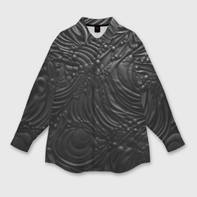 Мужская рубашка oversize 3D с принтом Черная текстура из кожи в Новосибирске,  |  | 