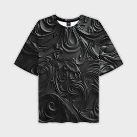 Мужская футболка oversize 3D с принтом Черная текстура из кожи с узорами в Тюмени,  |  | 