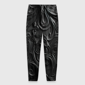 Мужские брюки 3D с принтом Черная текстура из кожи с узорами в Тюмени, 100% полиэстер | манжеты по низу, эластичный пояс регулируется шнурком, по бокам два кармана без застежек, внутренняя часть кармана из мелкой сетки | 
