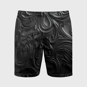 Мужские шорты спортивные с принтом Черная текстура из кожи с узорами в Тюмени,  |  | 