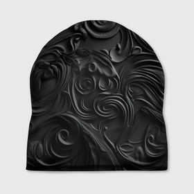 Шапка 3D с принтом Черная текстура из кожи с узорами в Тюмени, 100% полиэстер | универсальный размер, печать по всей поверхности изделия | 