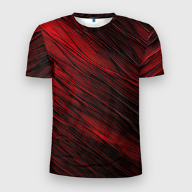 Мужская футболка 3D Slim с принтом Black red  texture , 100% полиэстер с улучшенными характеристиками | приталенный силуэт, круглая горловина, широкие плечи, сужается к линии бедра | 