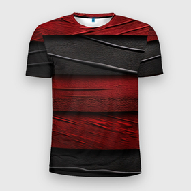 Мужская футболка 3D Slim с принтом Black red  texture , 100% полиэстер с улучшенными характеристиками | приталенный силуэт, круглая горловина, широкие плечи, сужается к линии бедра | 