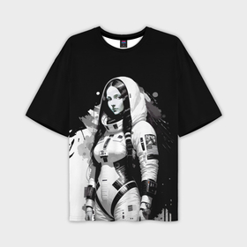 Мужская футболка oversize 3D с принтом Красивая девчонка   космонавт Nasa ,  |  | 