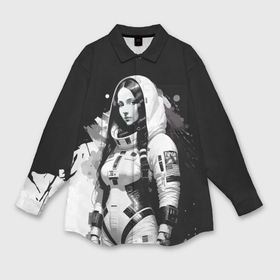Мужская рубашка oversize 3D с принтом Красивая девчонка   космонавт Nasa в Новосибирске,  |  | 