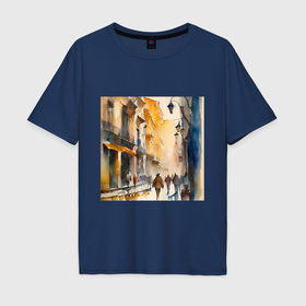 Мужская футболка хлопок Oversize с принтом Прогулка по городу в Курске, 100% хлопок | свободный крой, круглый ворот, “спинка” длиннее передней части | Тематика изображения на принте: 