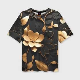 Женская футболка oversize 3D с принтом Сад золотых цветов в Санкт-Петербурге,  |  | 