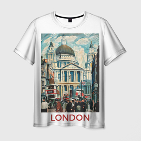 Мужская футболка 3D с принтом Собор Святого Павла, Лондон в Новосибирске, 100% полиэфир | прямой крой, круглый вырез горловины, длина до линии бедер | Тематика изображения на принте: 