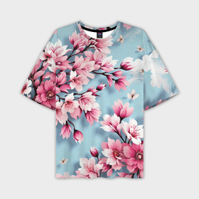 Мужская футболка oversize 3D с принтом Сад цветущей сакуры в Белгороде,  |  | 