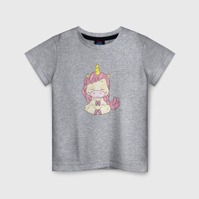 Детская футболка хлопок с принтом Йог единорог в Курске, 100% хлопок | круглый вырез горловины, полуприлегающий силуэт, длина до линии бедер | 