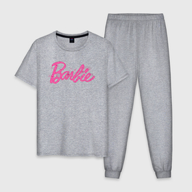 Мужская пижама хлопок с принтом Блестящий логотип Барби в Санкт-Петербурге, 100% хлопок | брюки и футболка прямого кроя, без карманов, на брюках мягкая резинка на поясе и по низу штанин
 | 