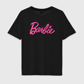 Мужская футболка хлопок Oversize с принтом Блестящий логотип Барби в Белгороде, 100% хлопок | свободный крой, круглый ворот, “спинка” длиннее передней части | 