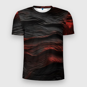Мужская футболка 3D Slim с принтом Black   red texture , 100% полиэстер с улучшенными характеристиками | приталенный силуэт, круглая горловина, широкие плечи, сужается к линии бедра | 