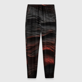 Мужские брюки 3D с принтом Black   red texture , 100% полиэстер | манжеты по низу, эластичный пояс регулируется шнурком, по бокам два кармана без застежек, внутренняя часть кармана из мелкой сетки | 