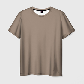 Мужская футболка 3D с принтом Тёмно бежевый однотонный в Санкт-Петербурге, 100% полиэфир | прямой крой, круглый вырез горловины, длина до линии бедер | 