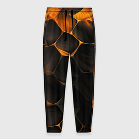 Мужские брюки 3D с принтом Оранжевые  плиты паттерн в Санкт-Петербурге, 100% полиэстер | манжеты по низу, эластичный пояс регулируется шнурком, по бокам два кармана без застежек, внутренняя часть кармана из мелкой сетки | 
