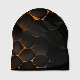 Шапка 3D с принтом Оранжевые  плиты паттерн в Курске, 100% полиэстер | универсальный размер, печать по всей поверхности изделия | 