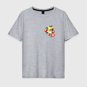 Мужская футболка хлопок Oversize с принтом котик с помидорами , 100% хлопок | свободный крой, круглый ворот, “спинка” длиннее передней части | 