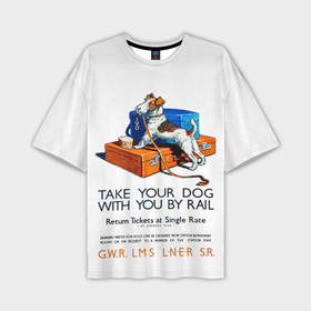 Мужская футболка oversize 3D с принтом Возьми собаку в поезд в Белгороде,  |  | 