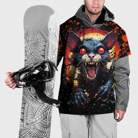 Накидка на куртку 3D с принтом Кот зомби   comics art style , 100% полиэстер |  | 