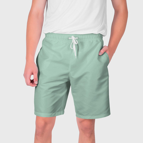 Мужские шорты 3D с принтом Серо зеленый однотонный в Белгороде,  полиэстер 100% | прямой крой, два кармана без застежек по бокам. Мягкая трикотажная резинка на поясе, внутри которой широкие завязки. Длина чуть выше колен | 