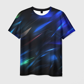 Мужская футболка 3D с принтом Blue abstract  background в Курске, 100% полиэфир | прямой крой, круглый вырез горловины, длина до линии бедер | 