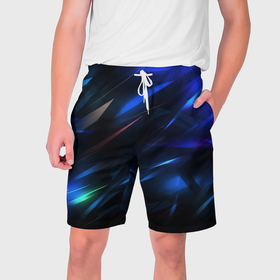Мужские шорты 3D с принтом Blue abstract  background в Тюмени,  полиэстер 100% | прямой крой, два кармана без застежек по бокам. Мягкая трикотажная резинка на поясе, внутри которой широкие завязки. Длина чуть выше колен | 
