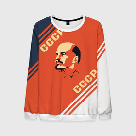 Мужской свитшот 3D с принтом Ленин на красном фоне , 100% полиэстер с мягким внутренним слоем | круглый вырез горловины, мягкая резинка на манжетах и поясе, свободная посадка по фигуре | 
