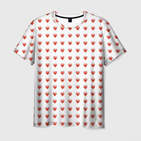 Мужская футболка 3D с принтом Сердце эмодзи , 100% полиэфир | прямой крой, круглый вырез горловины, длина до линии бедер | 