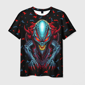 Мужская футболка 3D с принтом Инопланетный монстр в Белгороде, 100% полиэфир | прямой крой, круглый вырез горловины, длина до линии бедер | 