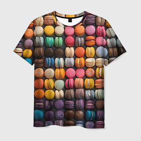 Мужская футболка 3D с принтом Сладости   макаруны , 100% полиэфир | прямой крой, круглый вырез горловины, длина до линии бедер | Тематика изображения на принте: 