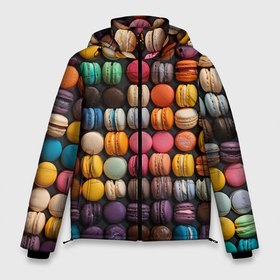 Мужская зимняя куртка 3D с принтом Сладости   макаруны в Санкт-Петербурге, верх — 100% полиэстер; подкладка — 100% полиэстер; утеплитель — 100% полиэстер | длина ниже бедра, свободный силуэт Оверсайз. Есть воротник-стойка, отстегивающийся капюшон и ветрозащитная планка. 

Боковые карманы с листочкой на кнопках и внутренний карман на молнии. | Тематика изображения на принте: 