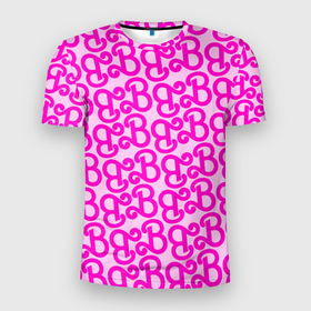Мужская футболка 3D Slim с принтом Логотип Барби   буква B в Тюмени, 100% полиэстер с улучшенными характеристиками | приталенный силуэт, круглая горловина, широкие плечи, сужается к линии бедра | 