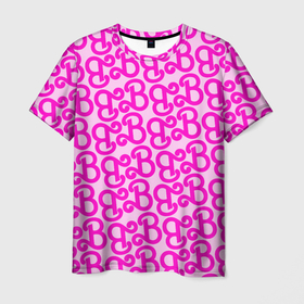 Мужская футболка 3D с принтом Логотип Барби   буква B в Санкт-Петербурге, 100% полиэфир | прямой крой, круглый вырез горловины, длина до линии бедер | 