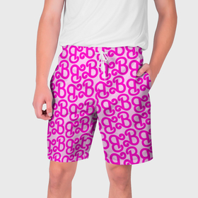 Мужские шорты 3D с принтом Логотип Барби   буква B ,  полиэстер 100% | прямой крой, два кармана без застежек по бокам. Мягкая трикотажная резинка на поясе, внутри которой широкие завязки. Длина чуть выше колен | Тематика изображения на принте: 