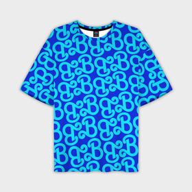 Мужская футболка oversize 3D с принтом Логотип Барби   синий паттерн в Санкт-Петербурге,  |  | 