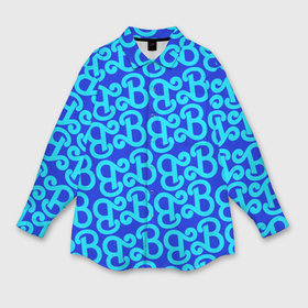 Мужская рубашка oversize 3D с принтом Логотип Барби   синий паттерн в Кировске,  |  | 