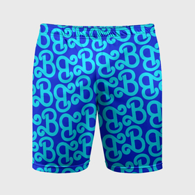 Мужские шорты спортивные с принтом Логотип Барби   синий паттерн ,  |  | 