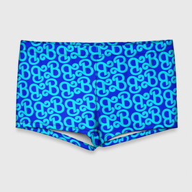 Мужские купальные плавки 3D с принтом Логотип Барби   синий паттерн , Полиэстер 85%, Спандекс 15% |  | 